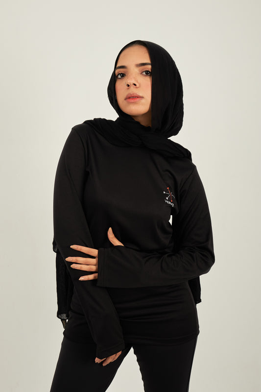 WILLOW LONG SLEEVE BLACK T-SHIRT